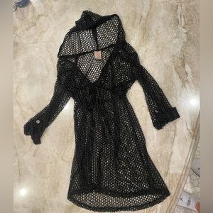 Black bathing suit cover up with holes